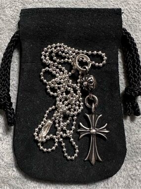 Authentic Chrome Hearts 1 Ball Tiny CH Cross Charm Pendant + Ball Chain